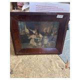 Framed Print of Domestic Scene, 16x13"