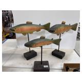 3 Fish Figures on Stands