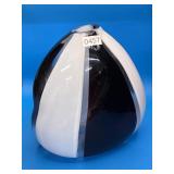 Artist signed Black And White Glass Vase