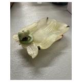 Antique Jade Carving of Elephant on Leaf Base