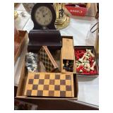 Chess Sets and Wooden Clock
