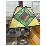 Stained Glass Table Lamp with Metal Base