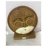 Wooden Carved Face Artwork on Stand