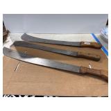 Three Wooden-Handled Machetes