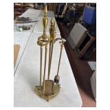 Brass Fireplace Tool Set with Stand