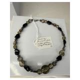 Sterling Murano Glass and Agate Necklace