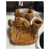 Fulper Pottery Resting Raccoon Tree Stumps