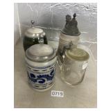 Four German Beer Steins