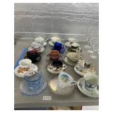 Large Assorted Tea Cup Lot with Saucers