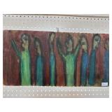 Outsider Painting on Wood Panel, 26" Wide