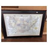 Framed USA Map (1895-1899) 36x48