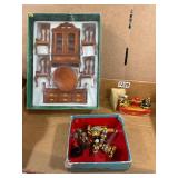 Lot Dollhouse Furniture and Asian Figures
