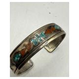 Tested sterling Silver colored Cuff Bracelet With