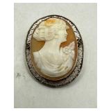 10K Tested Hand-Carved Cameo Pin