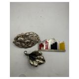 Sterling Silver Brooch and Pendant Set