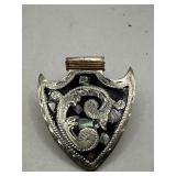 Silver Shield-Shaped Flask with Inlay