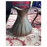 Hammered Copper Pitcher with Scroll Handle