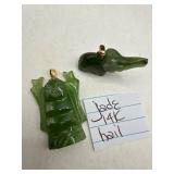 Tested Two Jade Pendants With 14K Gold Bail