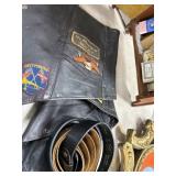 Leather Vest with Patches and Belt