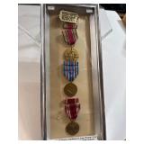 Framed WWII Medals and Dog Tag Display