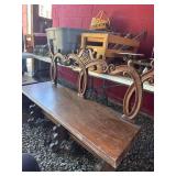 Wooden Bench with Ornate Backrest