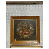 Framed Embroidery Floral Artwork