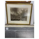 Framed Nautical Scene Etching