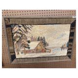 Embroidered Artwork Depicting Winter Scene