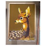Framed 28x20 Fabric Deer Artwork