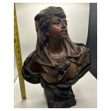 Painted Plaster Bust of Woman in Headscarf