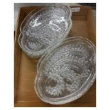 Pressed Glass Leaf Design Platters