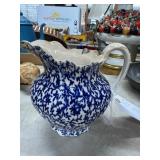 East Liverpool and Sons Blue Floral Pitcher