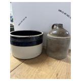 Stoneware Crock and Whiskey Jug Set