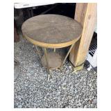 Round Two-Tier Side Table with Brass Legs