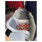 White Wicker Furniture Set with Cushions