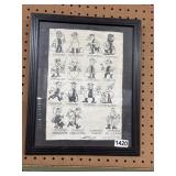 Framed Cartoon Artwork Signed by Artist