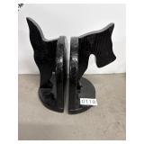 Black Dog-Shaped Wooden Bookends