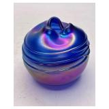 Iridescent Blue Glass Art Sculpture