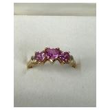 10K Gold Ring with Pink Sapphires