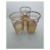 22 Gold-Striped Glass Tumblers