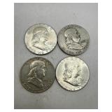 4 Franklin Half Dollar Coins