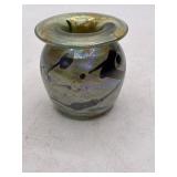 Hand-Blown Iridescent Art Glass Vase
