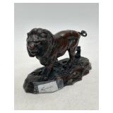 Signed Bronze Lion Sculpture by L. Kingston