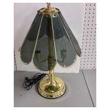 Brass Table Lamp With Green Glass Shade