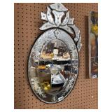 Ornate Wall Mirror, Damaged, 25 Inches