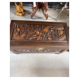 Hand-Carved Wooden Chest With Brass Lock
