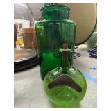 Green Glass Bottles with Label