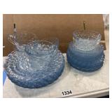 Depression Glass Set in Blue Tint