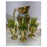 5-Pc Pitcher and Glass Set, Gold Finish