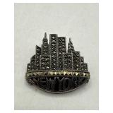 Sterling Silver NYC Skyline Brooch